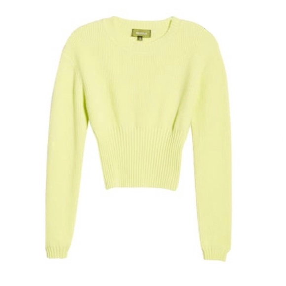 4SI3NNA Neon Ribbed Crop Crewneck Sweater - Picture 4 of 8